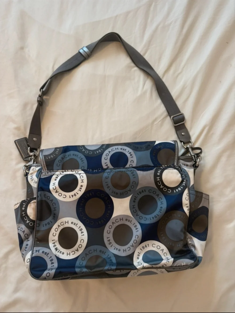 Coach | Signature Snaphead Blue Multifunction Baby Diaper Messenger Bag